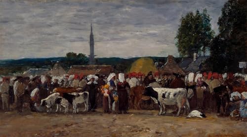 Pintura al óleo Feria en Bretaña de Eugene Louis Boudin para decorar un salón moderno