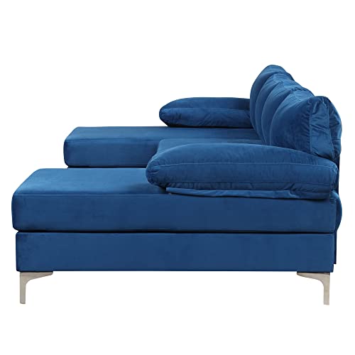 Casa Andreamilano Modern Large Velvet Fabric U-Shape Sectional Sofa, Double Extra Wide Chaise Lounge Couch #TOP5