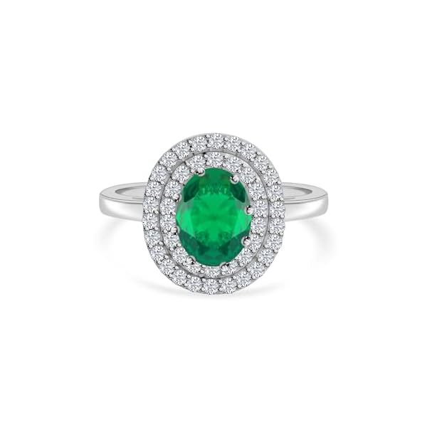 Ornate Jewels 925 Sterling Silver American Diamond Double Halo Ring for Women | Gifts for Womens and Girls | With Certificate of Authenticity and 925 Stamp | Life-time Warranty*