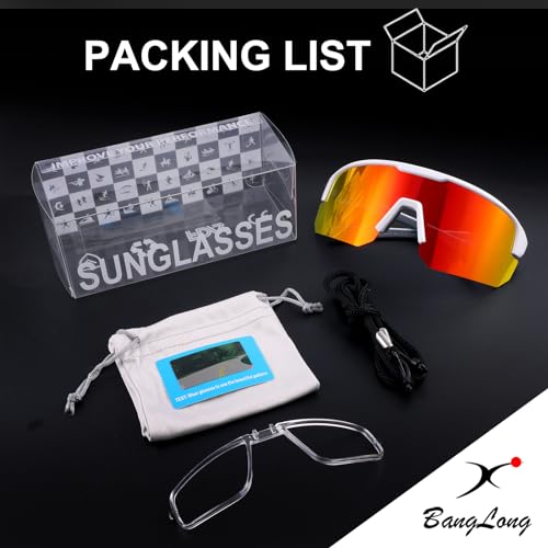 Image of BangLong Polarized Sports Sunglasses for Men Women UV400 Protection | TAC HD Lens, RX Insert Included, Lightweight Wrap-Around Design for Running Cycling Baseball Hiking
