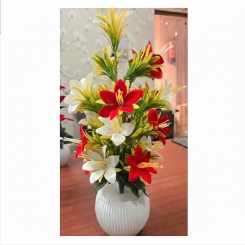 Image of Artificial Flowers with Pot for Home Decor | Big Size Artificial Plants for Living Room Decor | Premium Artificial Flower Vase for Living Room, Bedroom & Hall