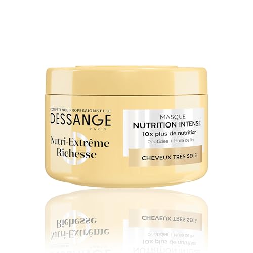 DESSANGE - Masque Cheveux Nutrition Intense Nutri-Extrême Richesse - Formule Enrichie En Peptides & Huile De Lin - Douceur & Éclat - Cheveux Très Secs -...