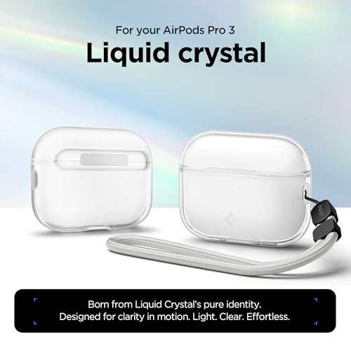 Image of Spigen for AirPods Pro 3 Case, Strap Included, Shock-Proof, Light & Compact Cover, (Liquid Crystal) - Crystal Clear