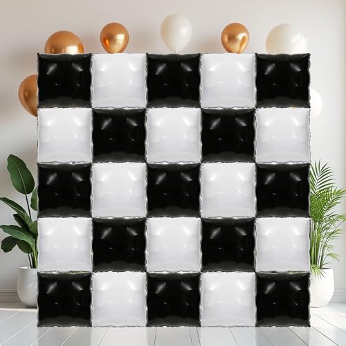 Tunnel de course à carreaux noir et blanc pour décoration murale de mariage et anniversaire