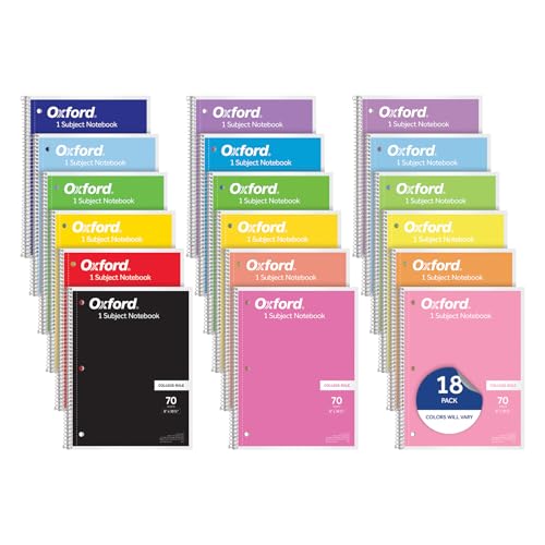 Oxford Spiral Notebooks, 18 Count Bulk Pack, 1 Subject, College...