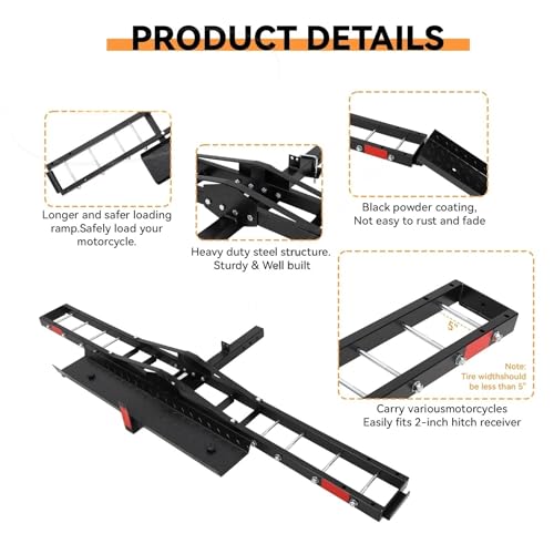 Porta motocicletas para coche con rampa, acero resistente 500 lb miniatura 4