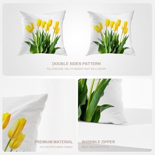Housses de coussin carrées motif tulipe avec zip invisible - 5