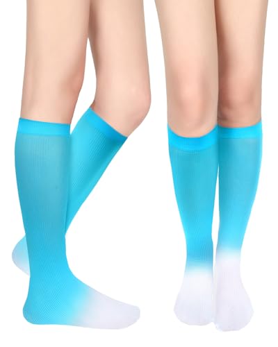 Image of Benefeet Sox Women Girls Thin Nylon Knee High Socks Long Tube Socks Unisex Soft Cozy High Calf Sock Tie Dye /Gradient