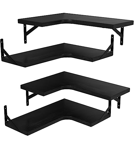 LEOPO Corner Floating Shelves Wall Mounted Set of 4, Corner Wall Shelves