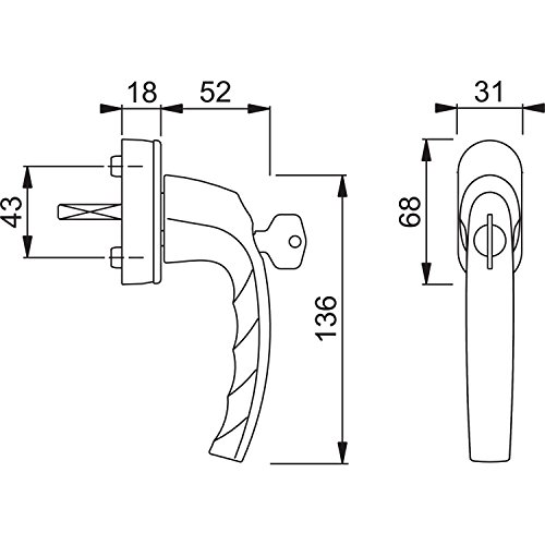 HOPPE 10763968 ATLANTA Sicherheits-Fenstergriff Secustik m. Rast. 45°,VK 7 x 32-42 mm, weiß mit erhöhtem Einbruchsschutz mit Sperrzylinder, farbe
