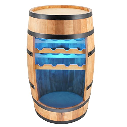 Étagère à vin en bois – Mini bar – Cave à vin avec lumières LED – 80 cm de haut – Décoration rétro – Comptoir de maison (chêne)