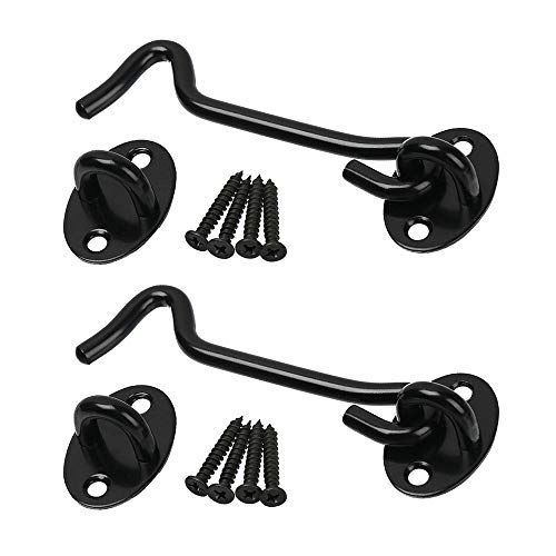 BE-TOOL Cabin Hooks, 2pcs Gate Hook and Eye Swivel Latch for Holding Open Shed Doors,Cabinet Doors and Windows(6")