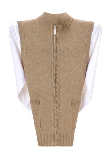 Mens Sweater Vest V-Neck Vest Thickened Sleeveless Camisole Zippered Cardigan