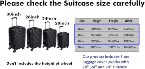 Image of 3 Pcs PVC Clear Suitcase Cover Set, 20 24 28 Inch Transparent Luggage Protector Cover with Top Handle Opening, Waterproof Dustproof Scratch Resistant Travel Bag Cover for Trolley