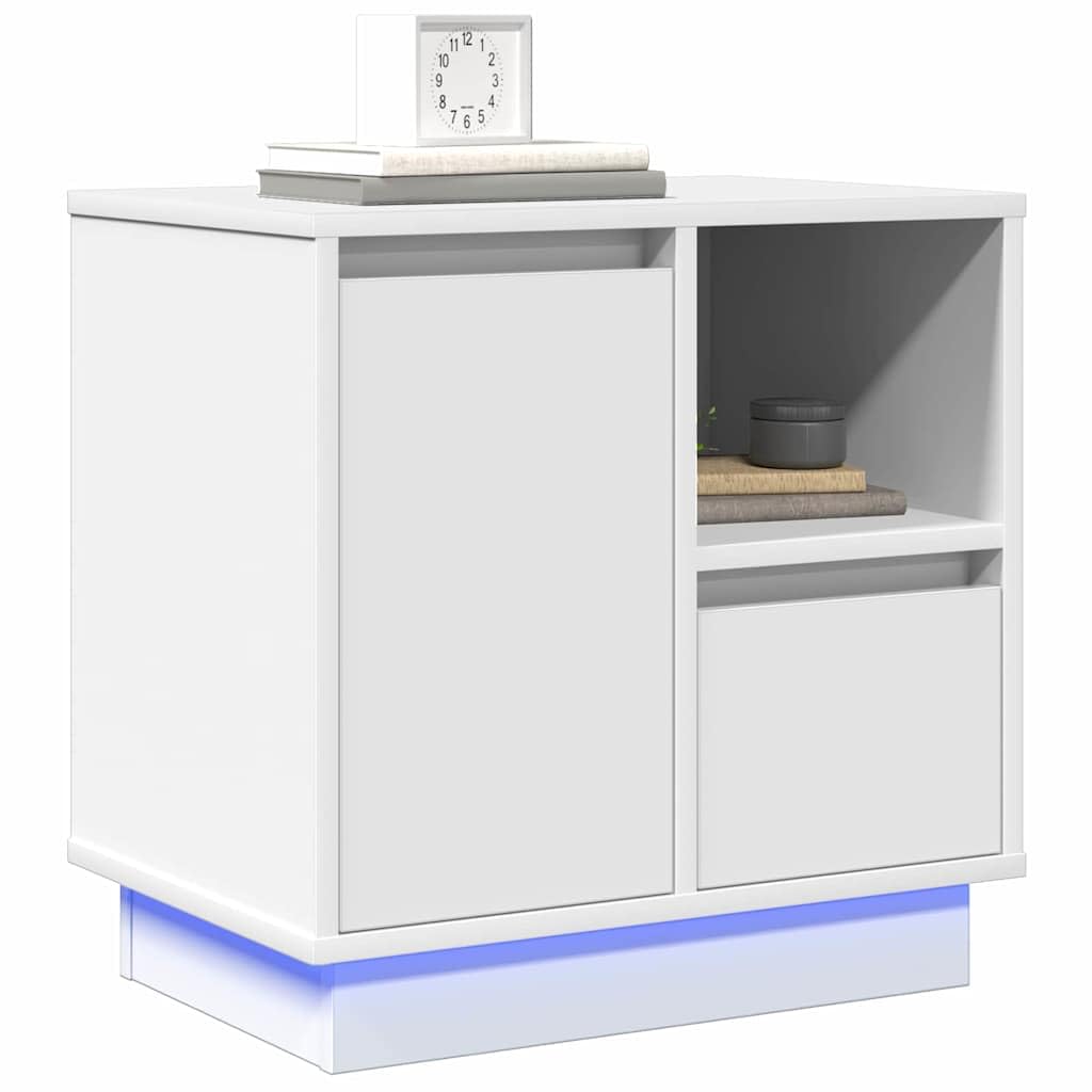 Vidaxl White Bedside Cabinet 50 X 34.5 X 50 Cm Engineered Wood