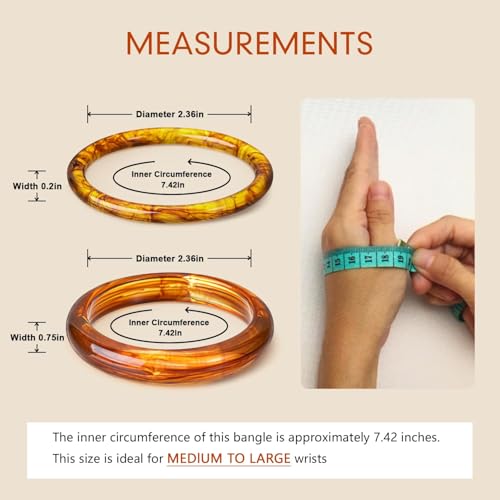 SYGY 4PCS Chunky Acrylic Bangles Bracelets for Women, Geometric Acrylic Resin Wide Thin Bangle Bracelet, Geometric Round Wristbands, Plastic Bracelet for Women2