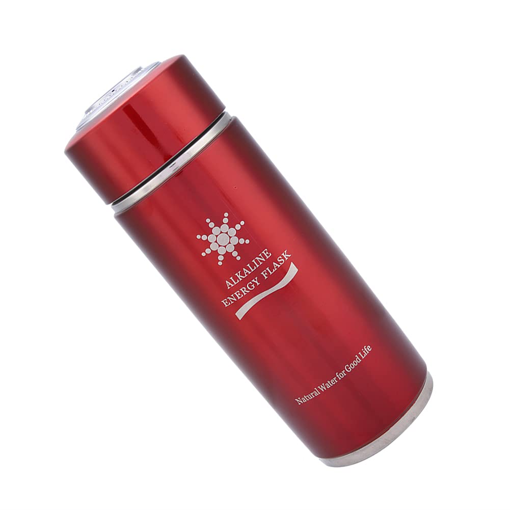 Bouteille alcaline Nano Bouteille d'énergie Acier inoxydable Bouteille d'eau alcaline portable Nano Balance Bio Energy Lonizer Cup Piston (argent) (rouge)