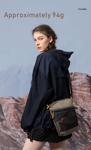 Outdoor hiking crossbody bag, single shoulder foldable large capacity hanging rope bag, ultra light nylon leisure hanging bag (black)4