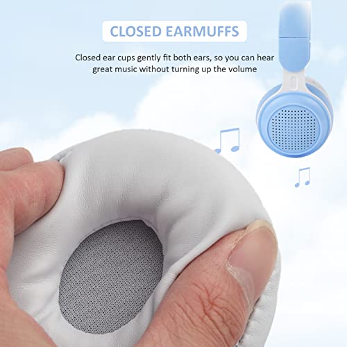 Yunseity Kids Headphones, Bluetooth 5.0 Headphones with Rabbit Ear, Over Ear LED Light Foldable Wireless Headset - Image 3