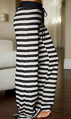 Image of Elsofer Women's Comfy Lounge Pants Soft Floral Pajama Pants Loose Drawstring Wide Leg Palazzo Pants for Sleep, Casual Wear