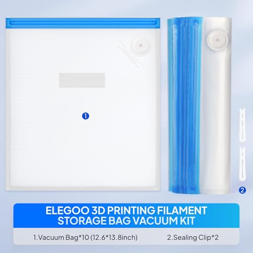 Image of ELEGOO Filament Storage Bags Upgraded, 10 Pack Vacuum Sealed Bags Dust Proof Humidity Resistant for Keeping 3D Printer Filament Dry(13.8 * 12.6 inch) No Pump Included