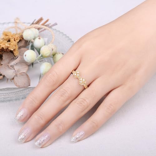 Image of JewelryPalace 14k White Yellow Rose Gold Plated 925 Sterling Silver Rings for Women, Cubic Zirconia Promise Rings for Her, Stackable Wedding Bands Rings for Women Infinity Forever Love Knot Ring