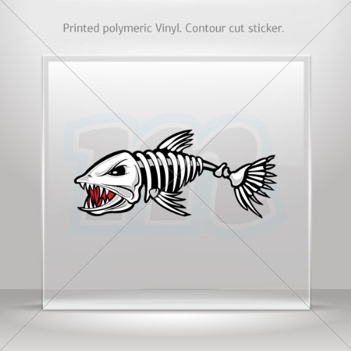 Decal Stickers Fish Skeleton Bones Decoration Bike Motorbike Bicycle Vehicle (6 X 2.62 In) #TOP4