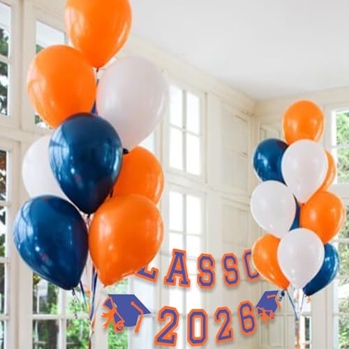 Image of Class of 2026 Graduation Banner University College Grad Garlands Decoration Party Supplies High School Blue Colors Orange