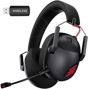 Wireless Gaming Headset for PC, PS5, PS4, Mac, Nintendo Switch, Gaming Headphones with Microphone, Bluetooth 5.3 Gaming Headset Wireless, PC Headset Withe Mic – Black