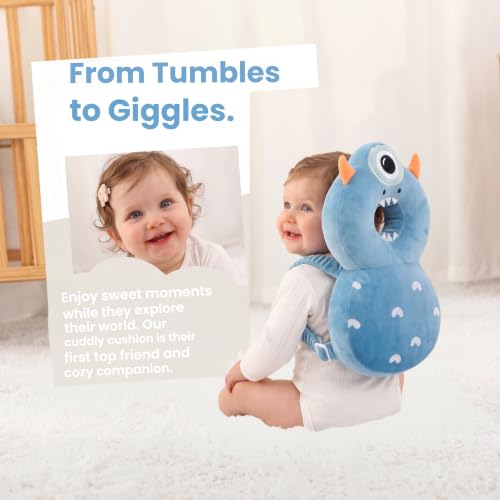 Image of Baby Head Protector Backpack - Soft & Lightweight Fall Cushion Backpack for Toddlers Walking and Crawling (One-Eyed Monster)