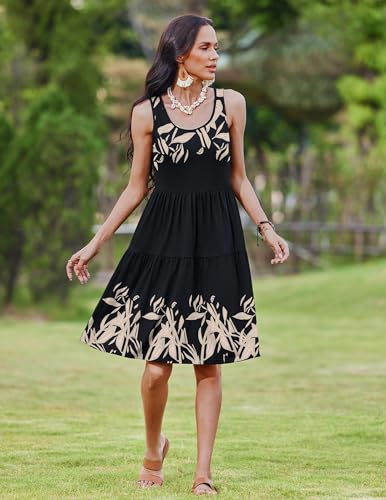 Image of Zeagoo Womens Summer Sundress Boho Floral Casual Tank Dresses with Pockets Sleeveless Tiered Swing A Line Beach Dress