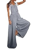 Women Casual Wide Leg Denim Dungaree Jumpsuit Loose Fit Jean Denim Bib Jumpsuit High Waist Jean Pants Jumpsuits with Pockets (D-Grey, XL)