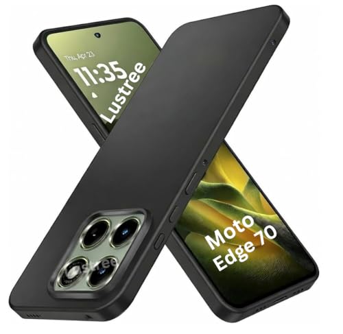 Image of Lustree Shockproof Flexible Silicone Back Cover Compatible with Motorola Edge 70 | Anti-Scratch Soft TPU Case with Raised Edges & Full Protection - Black