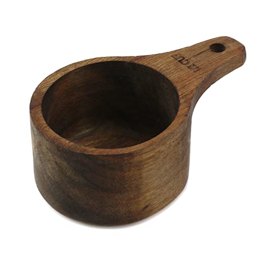 Vaso medidor de madera 0.5 taza natural miniatura 1