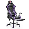 Aa products gaming chair high back ergonomic computer racing chair adjustable gamer chair with footrest lumbar support swivel chairblackpurple  urban country home decor