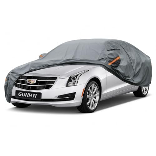 Image of GUNHYI Premium Car Cover Custom Fit Cadillac ATS, 16 Layers Heavy Duty Car Cover Waterproof All Weather with Zipper Door for Sun Rain Snow Dust Uv Protection