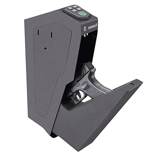 SOULYI Mounted Biometric Gun Safe For Pistols, Auto Open Handgun Safe, Pistol Safe With Fingerprint Keypad Key Quick Access For Guns Storage By Desk Nightstand Wall Cabinet