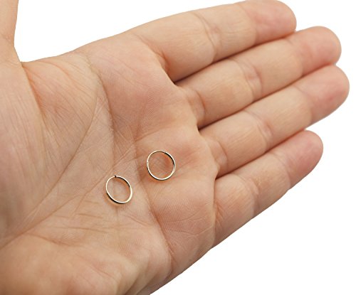 14k Yellow Gold Endless Hoop Earrings Round Flexible Thin Small little Continuous Real Pure Gold Hoops4