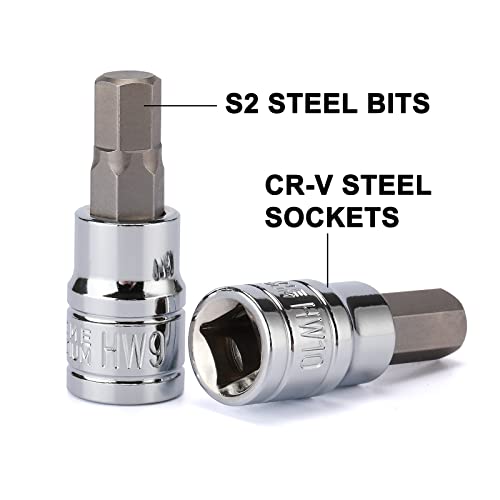 Image of 13PCS Metric Hex Bit Socket Set, CR-V Allen Bit Socket Kit, S2 Steel, 2mm - 14mm, 1 /4 inch, 3 /8 inch & 1 /2 inch Drive