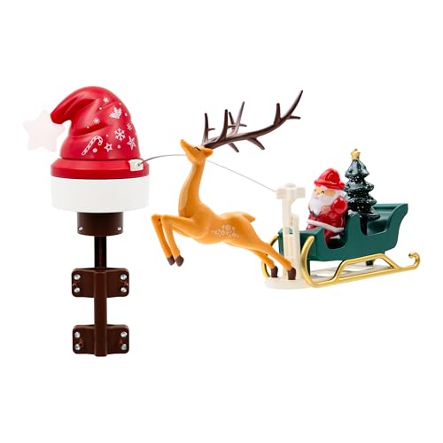The Christmas Workshop 73669 Rotating Light Up Christmas Tree Topper/Santa, Sleigh and Reindeer Christmas Decoration/Colour Changing LED Lights/USB or Mains Powered