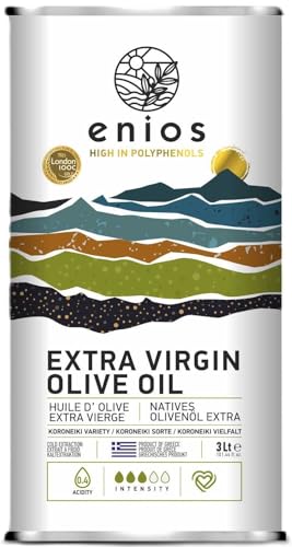 Enios Premium Greek (Kalamata) Extra Virgin Olive Oil 3L. Harvest 2025. First Cold Pressed, Low Acidity 0.27%, Rich in Polyphenols. Best Before: Jan-2027 or May-2027