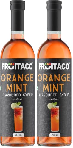 Image of Fruitaco Orange Mint Syrup: Perfect Mixer For Enhancing Mocktails & Cocktails, Drinks, And Mojitos At Parties, Conveniently Packaged In A 750Ml Bottle For All Your Mixing Needs (Pack of 2)