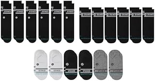 Stance Vital All Heights 18-Pack Socks Bundle for Men and Women, Black + Multicolor, Cotton Blend and Comfortable Everyday, Large