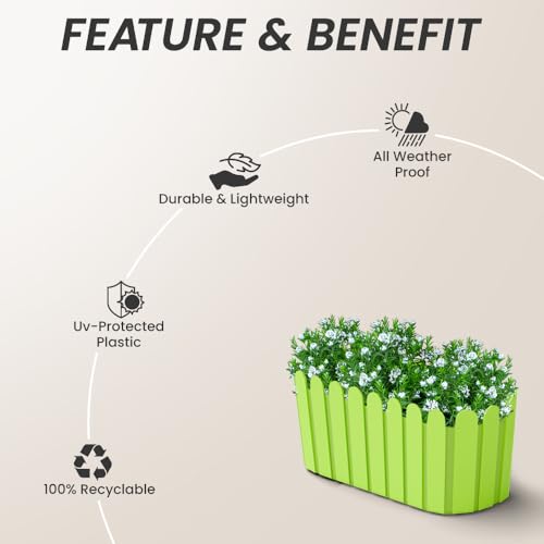 Image of YUCCABE ITALIA SHERA Fence-TRA 14 INCH Plastic Flower Pot Suitable for Inddor Outdoor Kitchen Garden