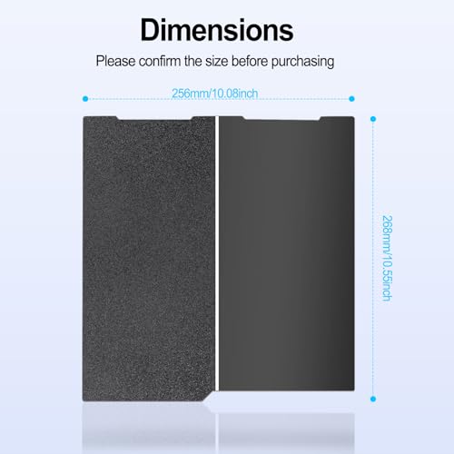 Image of 256x268mm Black PEI Double Sided Build Plate for Anycubic Kobra 3 V2 /Kobra 3 /Combo /ACE Pro, Smooth PEI+Textured PEI Spring Steel Plate Flexible Plate for Anycubic Kobra 3 3D Printer