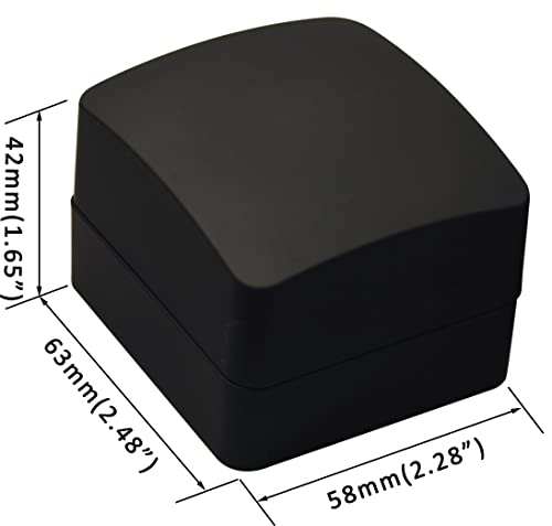 Image of LED Black Ring Box for Proposal, Wedding, Engagement, Birthday, Valentine' Day, Mother's Day, Father's Day, Christmas...Luxury Arc Shaped Top Design LED Ring Jewelry Gift Box with Light for Men for Women for Girls Box Dimension 2.28〞(W)*2.48〞(D)*1.65〞(H)
