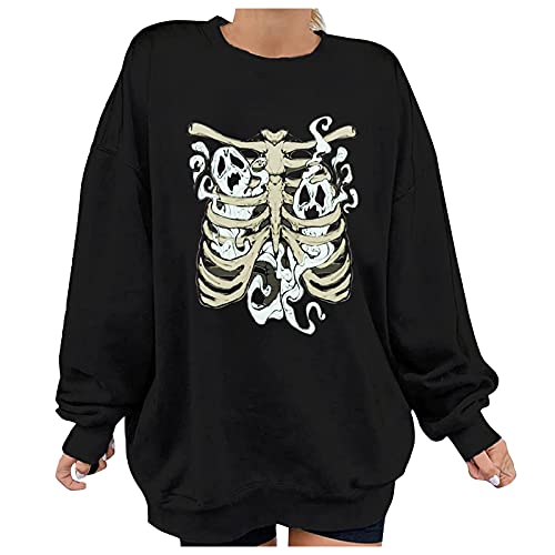 iYBUA Women Halloween Printing Sweatshirt Warm O-Neck Underwear Top Casual Pullover Long-Sleeved Shirt Blouse