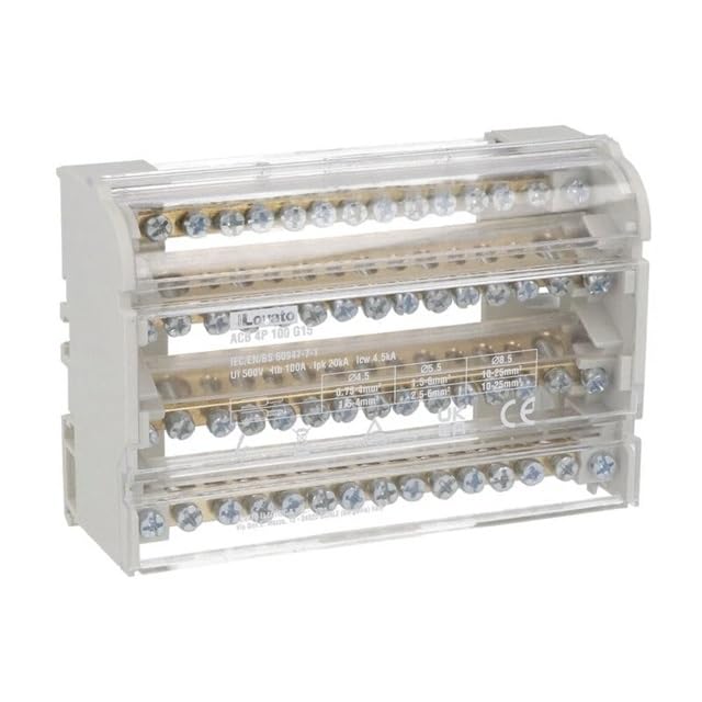 Lovato ACB4P125G15 distribuidor de 4 polos y 125 A para 15 conexiones eléctricas
