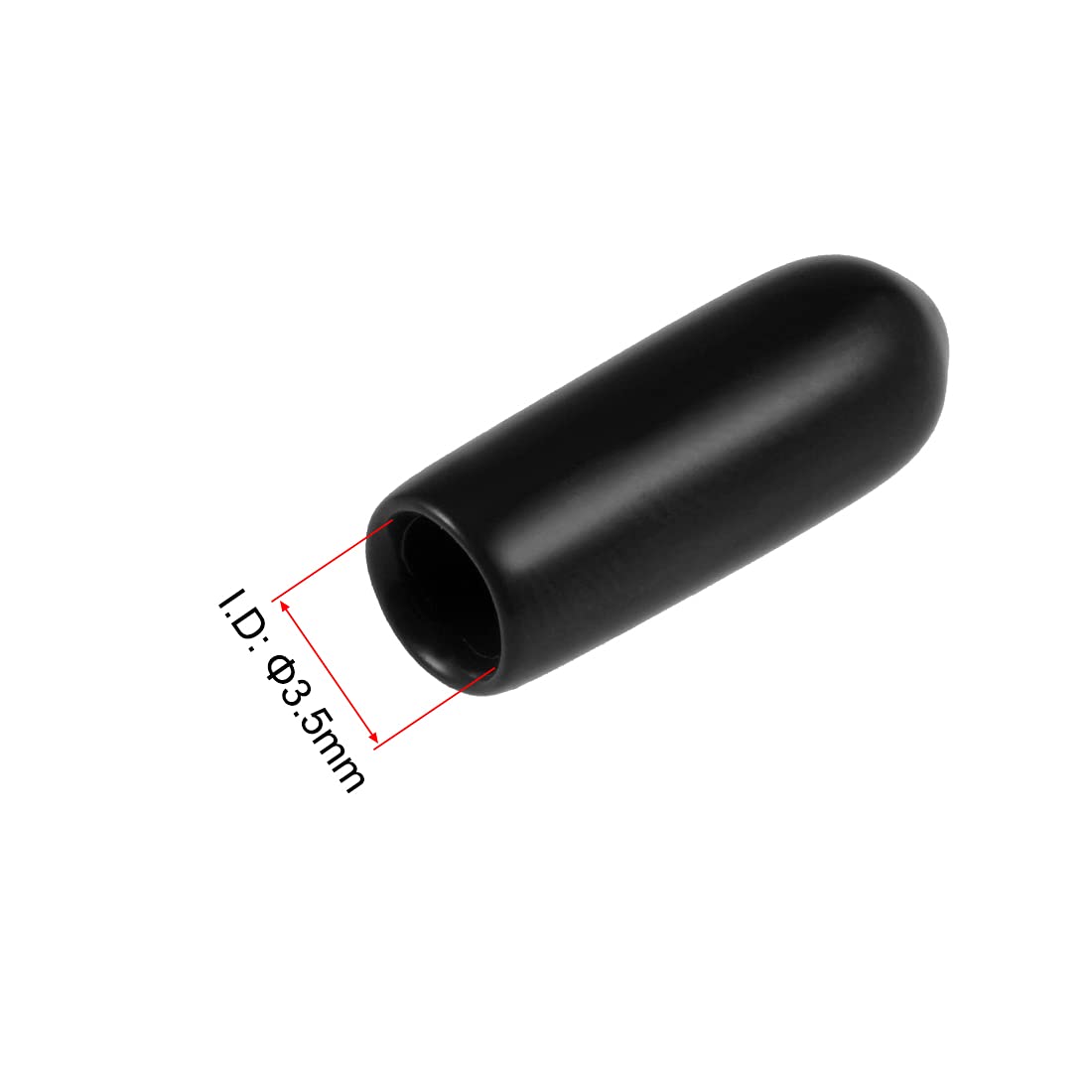 PATIKIL 4mm Interno Dia Gomma Tubo Estremità Cappuccio, 100pz Vite Filo Protezione Copertura per Viti Bulloni, Nero