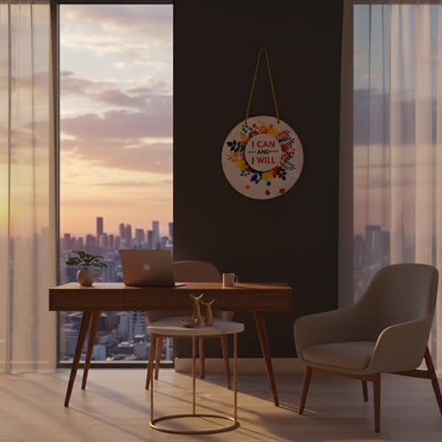 Image of DECORIQUE Wooden Wall Hanging Decor Can Will Decorative Wall Art MDF Wooden Modern Design Motivational Hanger for Home Door Office Living Room Entryway Bedroom Wall Decoration